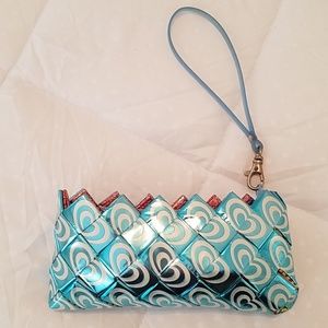Ecoist Clutch Wristlet~Blue w/ Hearts